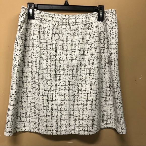 Loft White Black Knit Skirt W Pockets Size L NWT - Picture 1 of 7